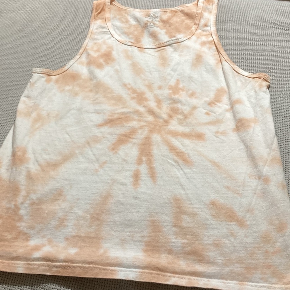 Fruit of the Loom Tie-Dye Tank Top - Peach and White
